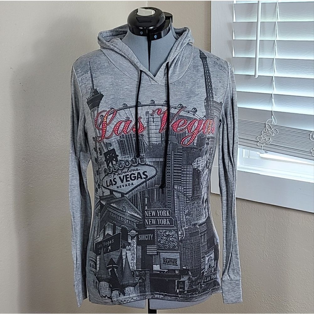Sweet Gisele Las Vegas Hooded Long Sleeve Shirt Size Medium